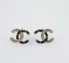 【値下げ】CHANEL CCロゴ ピアス シルバー/ブラック