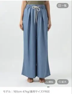 BAYFLOW 薄手&しなやか素材感　デニムワイドパンツ フリーサイズ