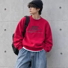NIKE ナイキ 刺繍ロゴ スウェット 赤 L 古着 ストリート