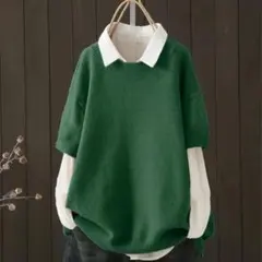 セーター ニット ゆったり トップス　グリーン系