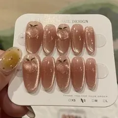 ピンク グリッター ハート ネイルチップ 10個入り