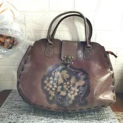 レトロアンティーク　レザーハンドバッグ