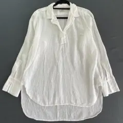 美品✨BAGUTTA リネン100%スキッパーシャツPAMELAT イタリア　白のサムネイル