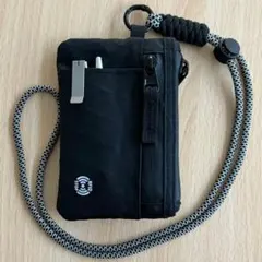 RFIDブロッキング機能付きコインケース ブラック(ネックストラップ付き)