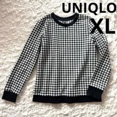 UNIQLO　ユニクロ　フリースプルオーバー　トレーナー　千鳥格子柄　長袖　XL