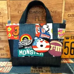 デニムリメイクバッグ パッチワークトートバッグ アメリカンポップ