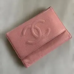 シャネル　ココマーク　キャビアスキン　３つ折り