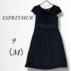 《エスプリミュール》半袖ロングワンピース/パーティドレス/お呼ばれ/水玉模様/M