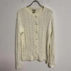 L.L.Bean アイボリー ケーブルニットカーディガン M