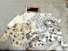 スヌーピー柄長袖ボディスーツロンパース80cm 5点セット