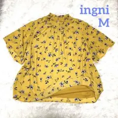 イングINGNI♥︎花柄ハイネック フリル トップス 裏地有りイエロー　M
