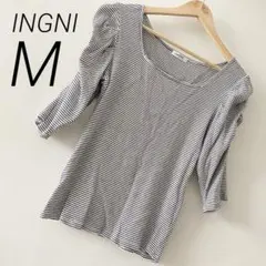 INGNI イング カットソー ストライプ パワーショルダー シャーリング M