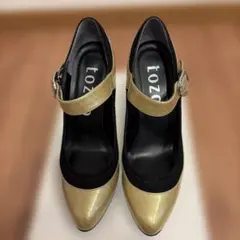 tozoo ゴールド ブラック アンクルストラップ ハイヒール