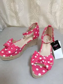 JENNI love サンダル ピンク 水玉 24.0　ヒール3.0〜7.5cmのサムネイル