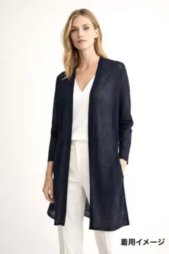 【美品】theory luxe ロングカーディガン 38 麻混 ウォッシャブル