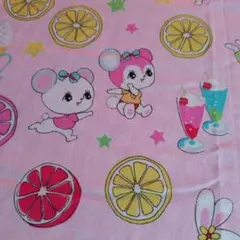 【カット済み】ハニーチューン ピンク系 喫茶店柄 はぎれ 幅約54×50cm