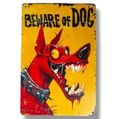 新品☆ブリキ看板 サインプレート 猛犬注意 beware of dog