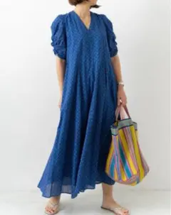 【未使用級2023】ヌキテパ コットンボイルフォイルフラワープリントパネルドレス Cotton Voile Foil Flower Print Panel Dress | Pasand by ne