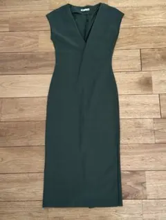 ZARA ザラ ロング ワンピース ドレス グリーン Vネック パーティー