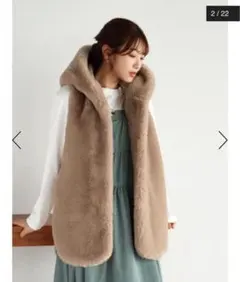 美品 ファー付き ハーフコート ホワイト SCOTCLUB スコットクラブ SCOTCLUB エコファージップフーディー （サンド