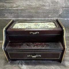 TOYO 木製 ジュエリーボックス 花柄 オルゴール付き レトロ 昭和 レトロ