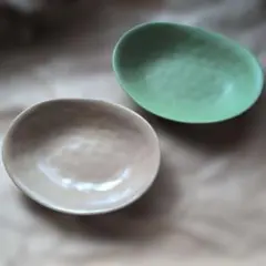 未使用品】sui 仲眞美帆 やちむん オーバル皿 2点セット パステル