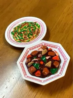 ミニチュアフード食品サンプルgohannご飯 食べ物 海老チリ・青椒肉絲のサムネイル
