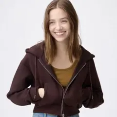 GU パフスウェットフルジップパーカー　ブラウン　セットアップ可能