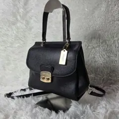 COACH ブラックレザー 2way バッグ ゴールド金具 新品級