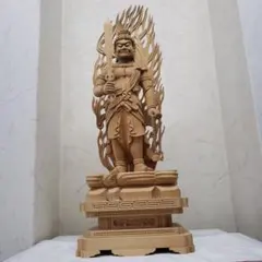 Bフライデー蔵出し特価極上彫り☆白木材 不動明王立像1尺立☆お不動