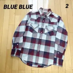 BLUE BLUE ブルーブルー インディゴ染め チェック ウエスタンシャツ 2