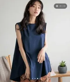 美品 ローリーズファーム カイテキキノウチュニック フリーサイズ ネイビーのサムネイル