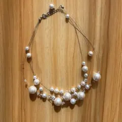 ホワイトパール多層ネックレス　パールネックレス　結婚式