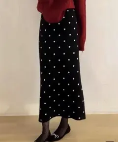 ドット　ニットタイトスカート
