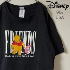 90s disney/Pooh プーさん プリントtシャツ/M/ブラック