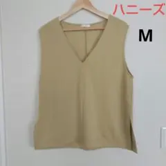 Vネック ベスト M　ハニーズ　ベージュ　イエロー