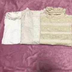 sm2 フリル付きハイネック ホワイトトップス　3セット