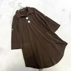 【Beans celeb】（M相当）七分袖シャツワンピース ブラウン 韓国製