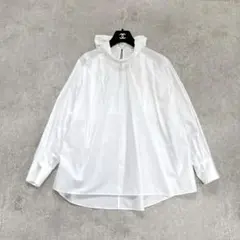プルミエ アロンディスモン 洗える バックリボンコットンシャツブラウス ホワイトのサムネイル