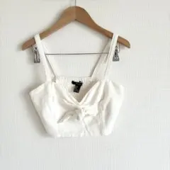 A1073 FOREVER21 クロップド丈 キャミソール ビスチェ　白のサムネイル