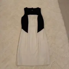 ラルフローレン　ノースリーブひざ丈ワンピース ホワイト/ブラック