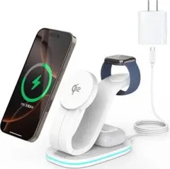 Qi2認証 ワイヤレス充電器 3 in 1 Mag-Safe式 アップルウォッチ