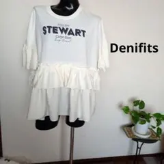 STEWART フリル付き半袖チュニック アイボリーのサムネイル