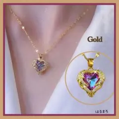 ハート型 ネックレス ゴールド パープル クリスタル キラキラ 結婚式 ギフト