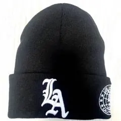 【新品未使用】LA ニット帽　ビーニー ロゴ　刺繍　バンダナ ニットキャップ