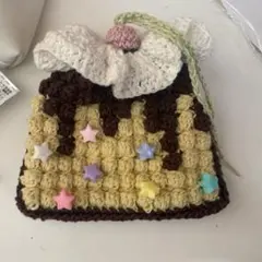 編み物 かぎ編み 巾着袋 ポーチ プリン
