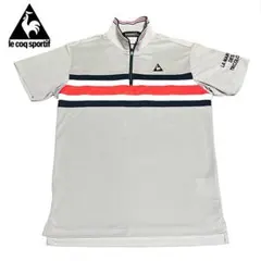 ■le coq sportif■ハーフジップ 半袖シャツ・Mサイズ・トリコロール