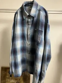 Calitop オンブレチェックシャツ スカイブルー Lサイズ