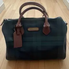 ポロ　ラルフローレン ボストンバッグ ネイビーとグリーンのチェック柄