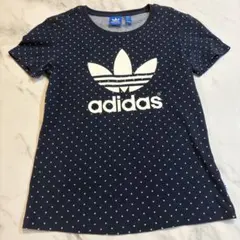 adidas originals Tシャツ レディースM ネイビー×白ドットのサムネイル